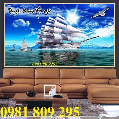 tranh gạch men 3d thuận buồm xuôi gió