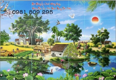 Gạch tranh trang trí phòng khách đẹp