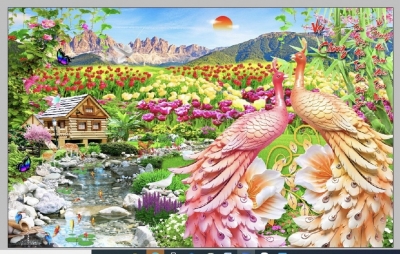 Tranh gạch 3D đẹp hình chim công