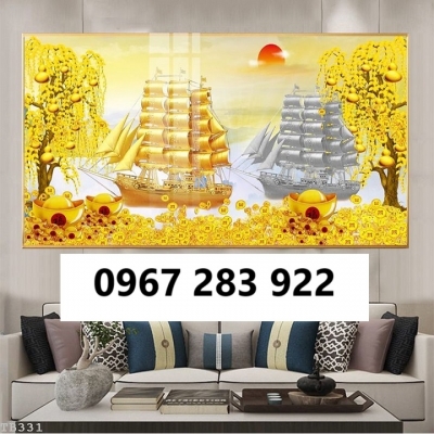 Gạch tranh 3d thuyền buồm ốp tường