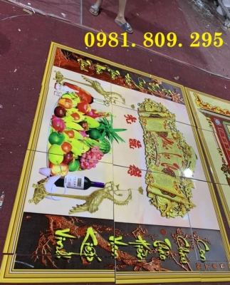 Mẫu gạch trang trí ban  thờ 3d ngũ quả