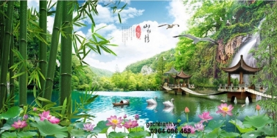 Tranh 3d cảnh đồng quê - tranh gạch ốp tường - UY55