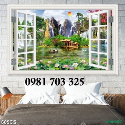 Tranh gạch cửa sổ 3D dán tường