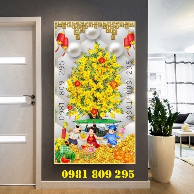 Gạch trang trí 3d cây mai vàng