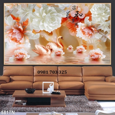 Gạch men sứ ngọc 3D dán tường phòng khách