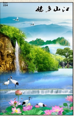 Tranh gạch 3d ốp tường phong cảnh khổ đứng - 54XC
