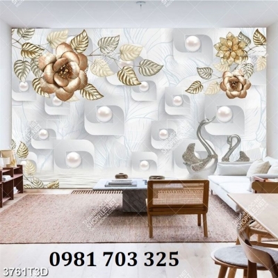 Gạch 3D hoa đẹp trang trí