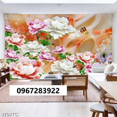 Tranh gạch 3d đẹp hoa mẫu đơn