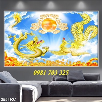 Gạch tranh phong thủy- tranh long pụng sum vầy
