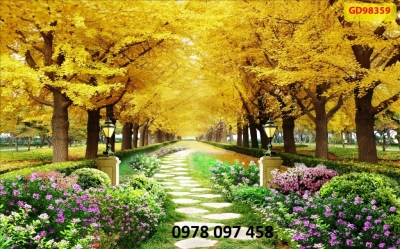 Gạch tranh hoa tiết phong cảnh mùa thu