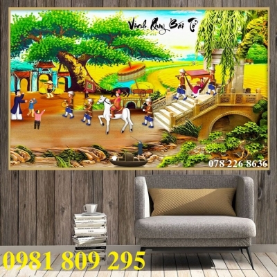 tranh đồng quê - gạch tranh 3d phòng khách