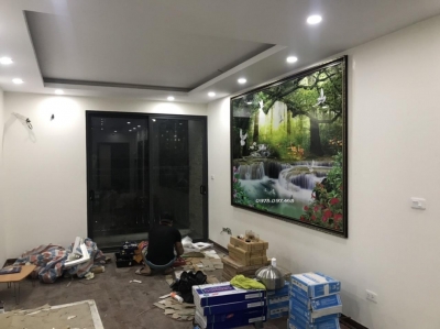 Gạch tranh phong cảnh phòng khách