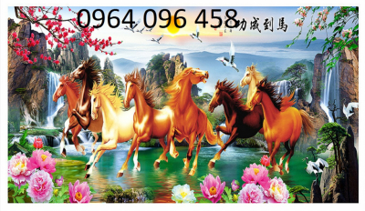 tranh ngựa phòng khách 3d