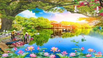 Tranh đồng quê - tranh gạch 3d đồng quê - FVVV65