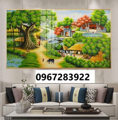 Tranh gạch đẹp 3d cảnh đồng quê
