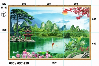 Tranh 3D - tranh gạch phòng khách