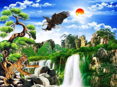 Tranh gạch 3d phong thủy phòng khách - KSXXX2