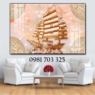Tranh gạch 3D thuyền buồm phong thủy