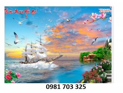 tranh gạch thuyền buồm ốp tường