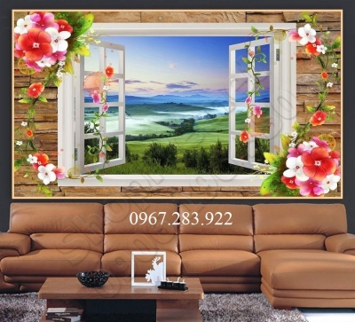 Gạch tranh- Tranh phong cảnh cửa sổ