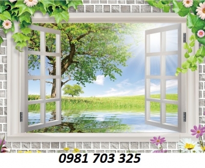 Tranh gạch men cửa sổ 3D
