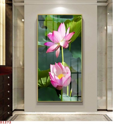 Gạch tranh 3d hoa sen trang trí