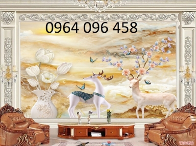 gạch tranh 3d phong thủy phòng khách - 643DB