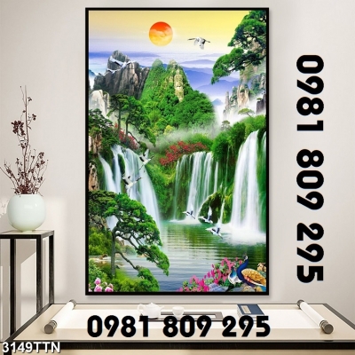 Gạch cao cấp , tranh 3d thác nước khổ dọc