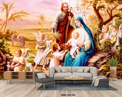 Tranh Gia đình thánh gia- tranh gạch men công giáo