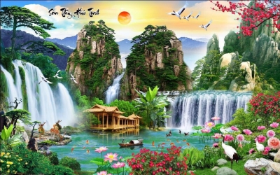 Tranh phong cảnh- tranh  gạch 3D