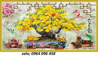 Tranh gạch 3d ốp tường cây hoa mai - 548BVC