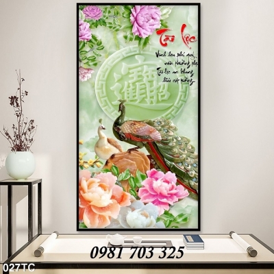 Tranh  gạch chim công 3D trang trí
