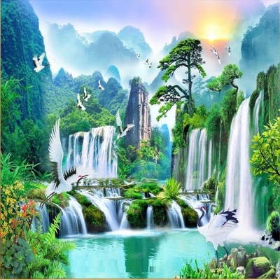 Tranh gạch 3d - gạch tranh 3d ốp tường phong cảnh đồng quê - SXC4W22