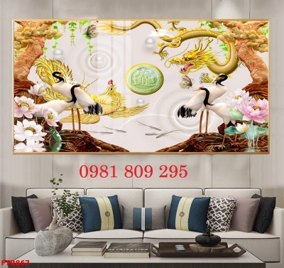 Tranh gạch 3d rồng vàng ốp tường HDN888