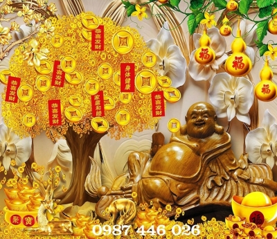 Gạch 3d tranh gạch cây tiền vàng HP27