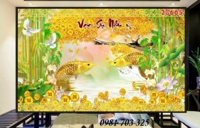 Tranh gạch 3d cá chép đẹp