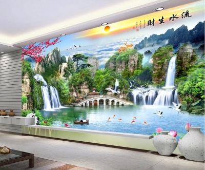 Gạch tranh phong cảnh phòng khách