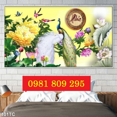 Gạch tranh chim công - tranh ốp phòng ngủ HSFG8