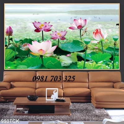 Gạch tranh hoa sen phong thủy 3D
