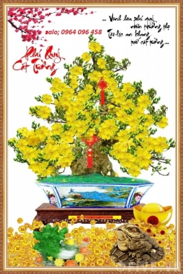 Tranh cây mai vàng - tranh gạch 3d cây mai vàng - SDXC32