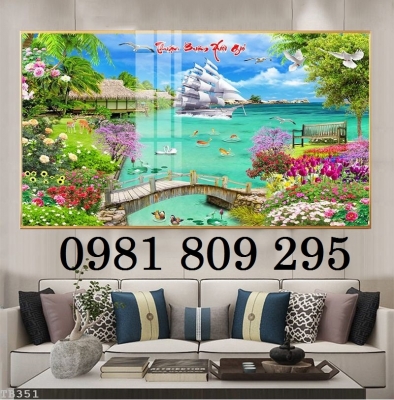 Gạch tranh phong thủy - gạch 3d thuyền buồm HP745