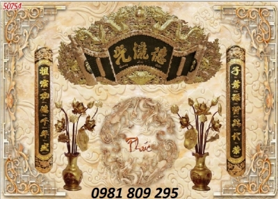 tranh gạch ốp tường 3d phòng thờ