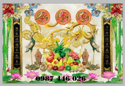 Tranh gạch men phòng thờ Ho6882