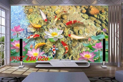 Tranh gạch men cá chép vàng 3d HP053