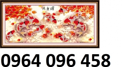 Tranh gạch cá chép hoa mẫu đơn 3d - DAX7444