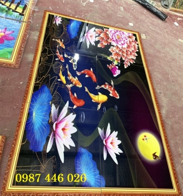 Tranh hoa sen, gạch tranh bông sen HP7392