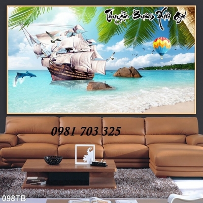 Tranh gạch 3D hình thuyền buồm