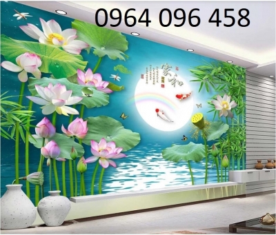 Tranh gạch hoa sen 3d - MNC44
