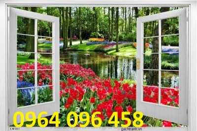 Tranh gạch 3d ốp tường tranh cửa sổ - LDCX43
