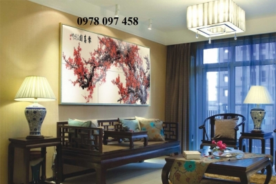 Gạch tranh ốp tường phòng khách